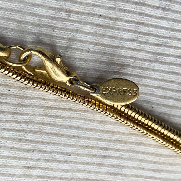 Express Pendant Necklace Gold Tone Multicolor Stone Opera Chain - Picture 8 of 11